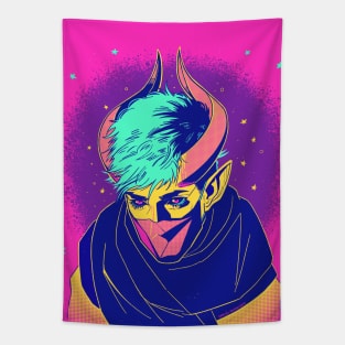 Cyberpunk Tiefling (colour) Tapestry