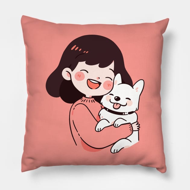 Just a Girl with her dog illustration II Pillow by Sara-Design2