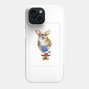 Hipster corgi skater Phone Case