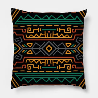 Orange Green Aztec Pattern Indian Mexican Tribal Pillow