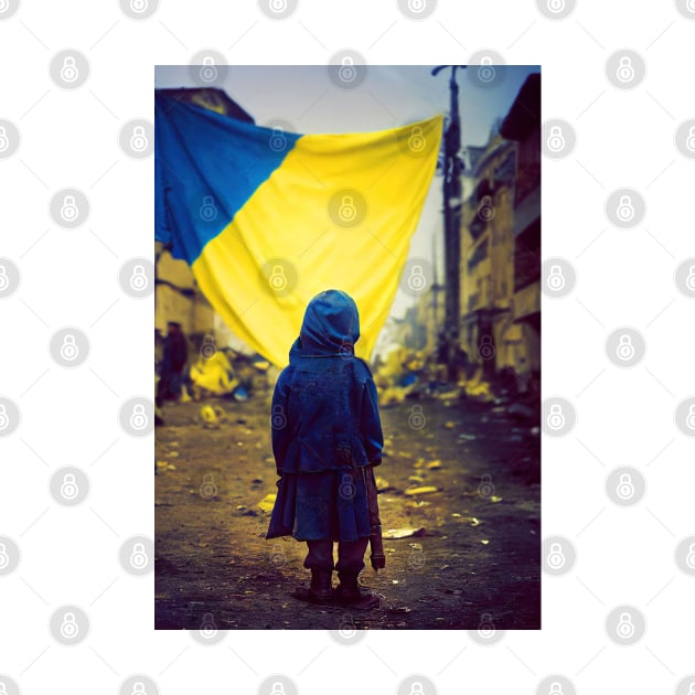 Ukrainian kid walks in street alone by DyeruArt