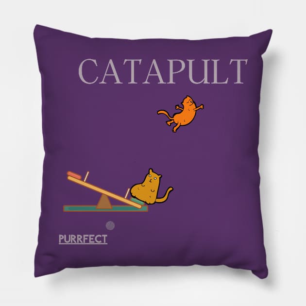 Purrfect Catapult Pillow by dmangelo