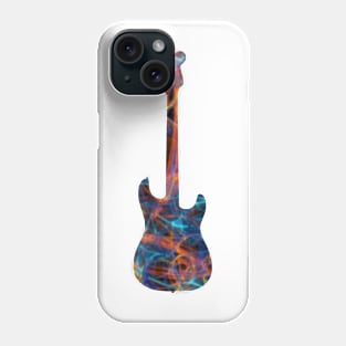 Blue on Orange Flame Guitar Silhouette Phone Case