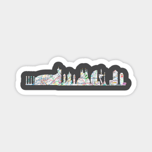 Barcelona city skyline subway map silhouette Magnet