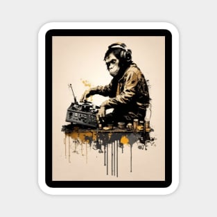 BANKSY DJ Monkey Thinker illustration Magnet