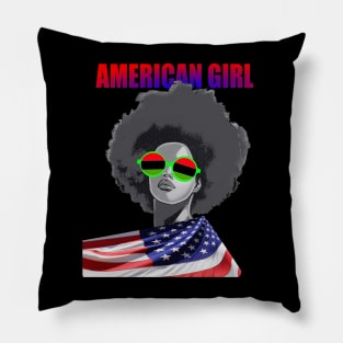 PATRIOTIC AMERICAN FLAG INDEPENDENCE DAY BLACK GIRL JUNETEENTH Pillow