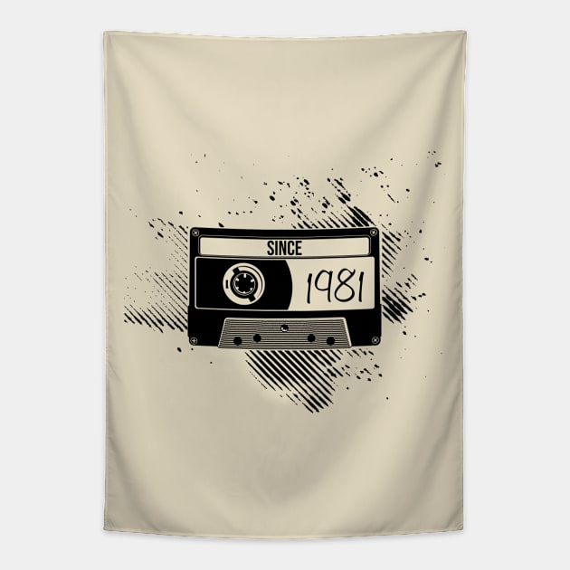 1981s Vintage, 81s Black Cassette Tapestry by Degiab