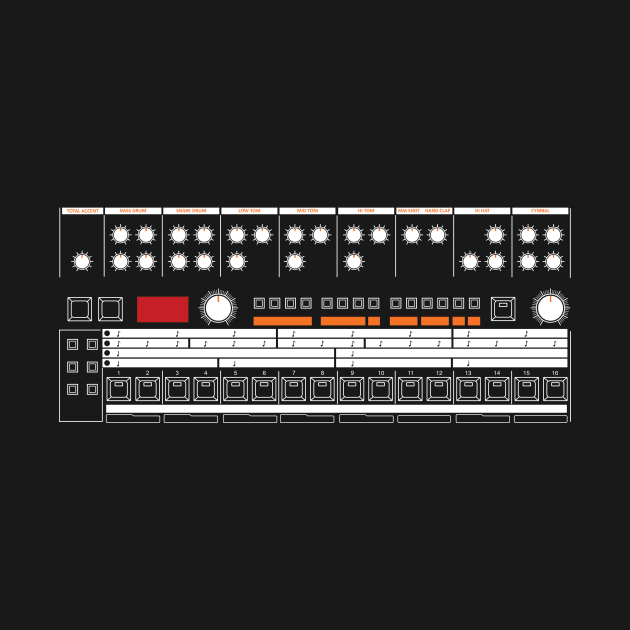 909 Drum Machine (White and Orange) by Atomic Malibu