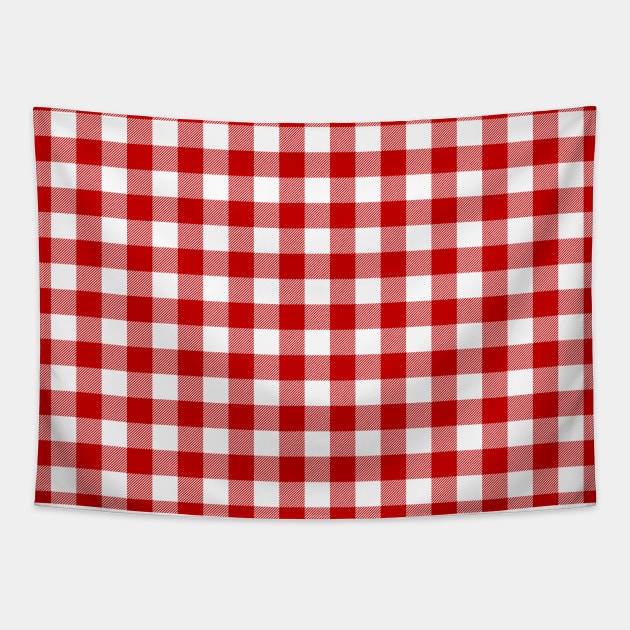 Red and White Pin Check Gingham Tapestry by squeakyricardo