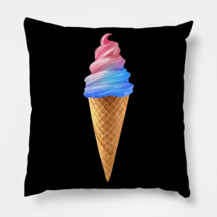 Pink Blue Cotton Candy Ice Cream Cone Pillow