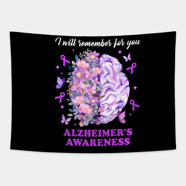 I Will Remember For You Brain Alzheimer's Awareness Tapestry by James Green