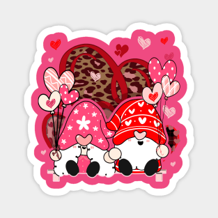 Gnome Valentine Leopard Hearts Magnet