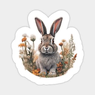 Rabbit in flowers Magnet