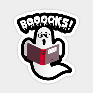 Ghost Reading Books Boooks Funny Halloween Magnet