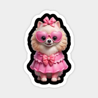 Pink Pomeranian Vibes – Whimsical Dog Illustration Magnet