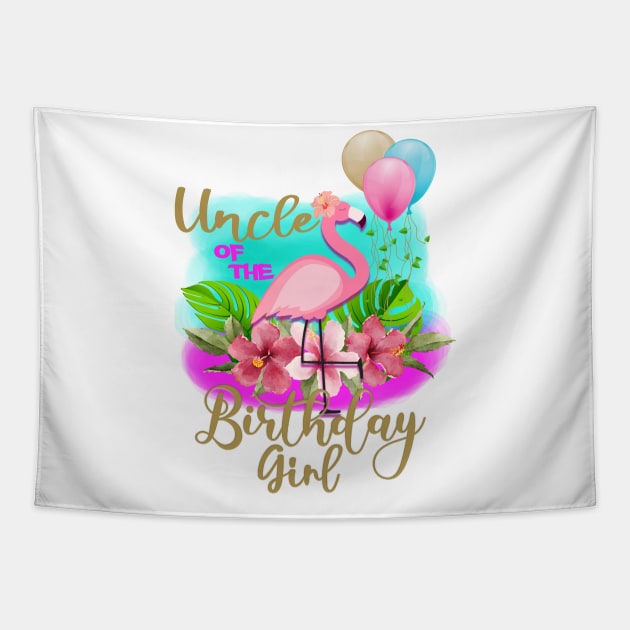 uncle of the birthday girl flamingo Tapestry by GreyMoonStudio