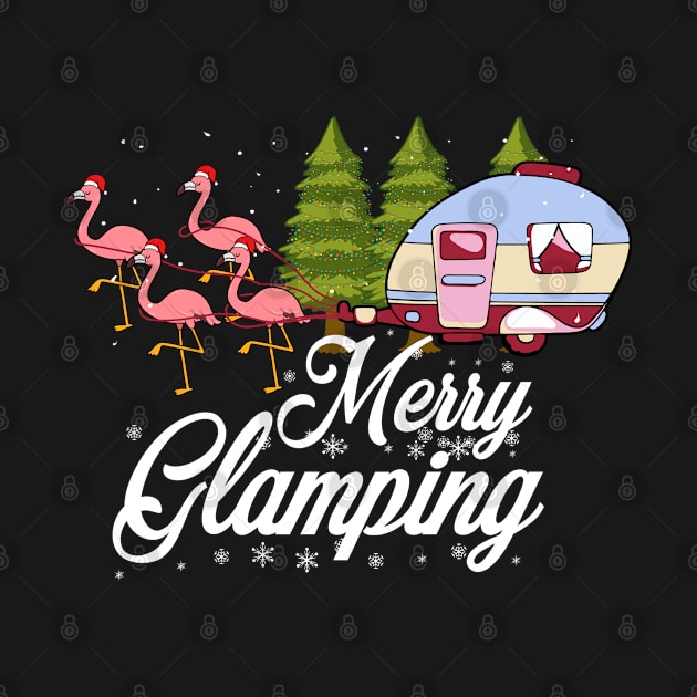 Merry Glamping Pink Flamingo Birds Christmas Camper Gift by YouareweirdIlikeyou