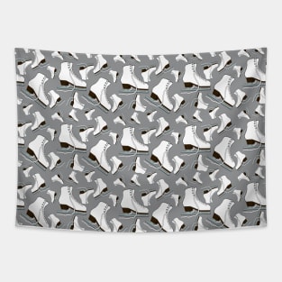 Figure Skates on Ultimate Gray Background Design Tapestry