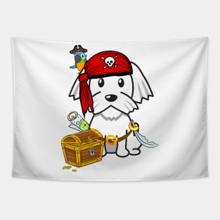 Cute white dog is a pirate Tapestry