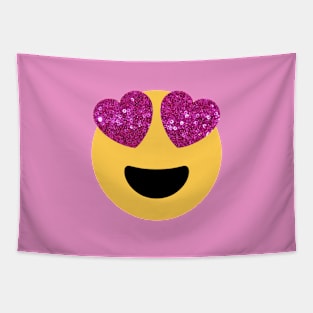 glitter print heart eye emoji Tapestry