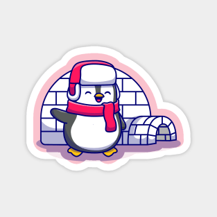 Cute Penguin With Igloo Magnet