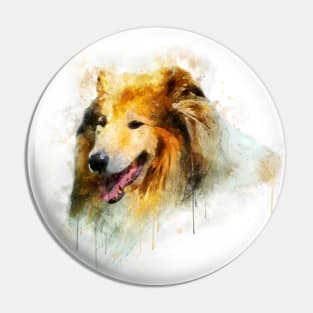 Rough Collie / Long-haired Collie watercolor Pin