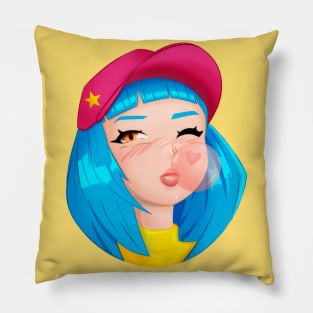 bubblegum pink anime girl Pillow