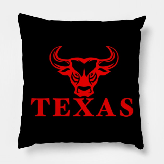 Texas Bull Design Pillow by SAN ART STUDIO 