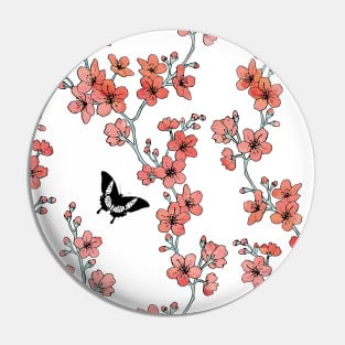 Peach pink sakura butterflies Pin