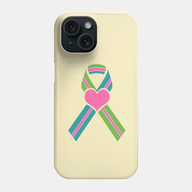 Metastatic Breast Cancer Ribbon with Big Heart Phone Case by Trent Tides