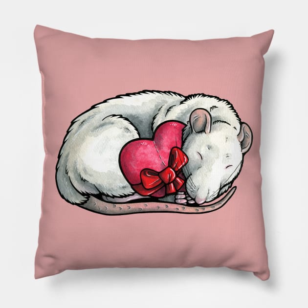 White rat Pillow by animalartbyjess