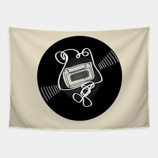 Vinyl - Cassette minimalist line art Tapestry