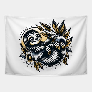 Sloth tattoo flash design Tapestry