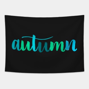 Autumn Water Color Hand Lettering In Cool Color Tones Tapestry