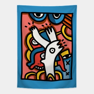 80's Graffiti Funny Pink Creatures Street Art Tapestry