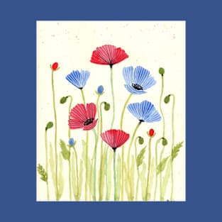 Whimsical Poppies in the Meadow T-Shirt