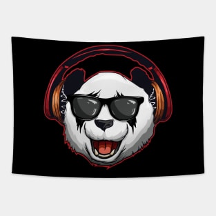 Hipster Panda-Bear Headphones & Sunglasses Music Panda Tapestry