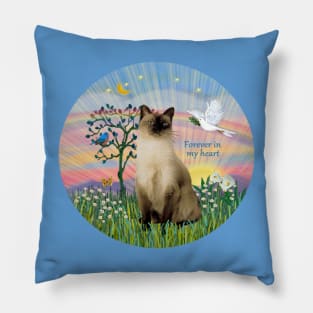 "Rainbow Dove" design with a Siamese Cat (Chocolate Point) Pillow