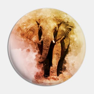 Powerful African Elephant - Watercolor Pin