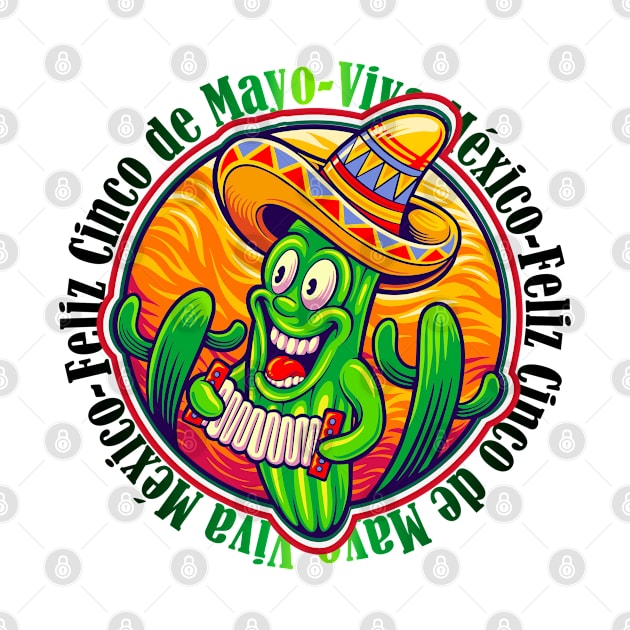 Viva Mexico Feliz Cinco de Mayo Mexican Fiesta Funny Cactus wearing sombrero Mexican Hat by Your Print 