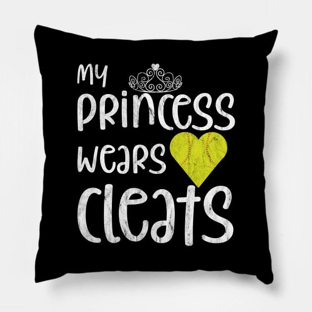 My Princess Wears Cleats Softball Team Heart Crown Pillow by jkshirts