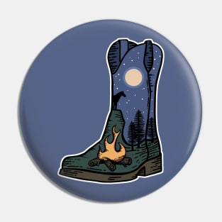 Cowboy Boots Campfire Horse Western Wilderness Adventurer Pin