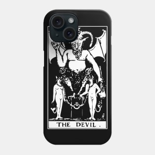 Devil Tarot Card White on Black Goth Classic Magic Retro Sabbath Satan Astrology Shirt Sticker Mug + More Phone Case