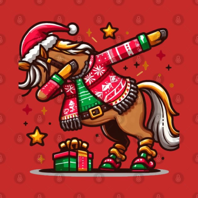 Dabbin' Through the Holidays: Plaid Horse Christmas T-Shirt by Imaginate