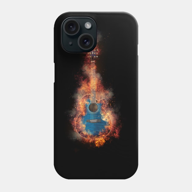 Jumbo Blue Flaming Guitar Phone Case by Ratherkool