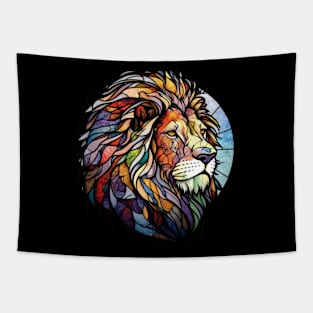 Lion Animal Portrait Stained Glass Wildlife Outdoors Adventure Tapestry