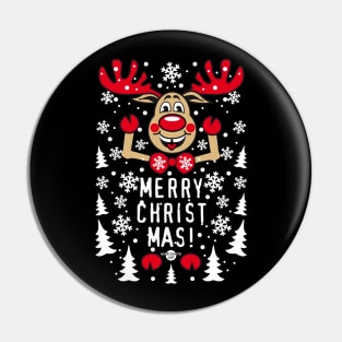 191 Reindeer Deer Rudolph Red Nose Merry Christmas cute Pin