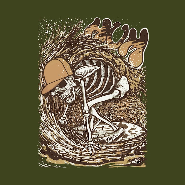 Vintage Surfer Skeleton by miskedesign by miskel