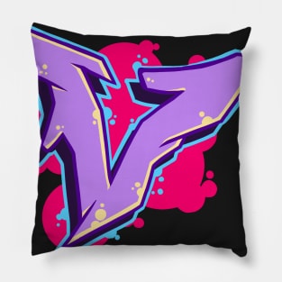 Letter V  - Graffiti Street Art Style Pillow