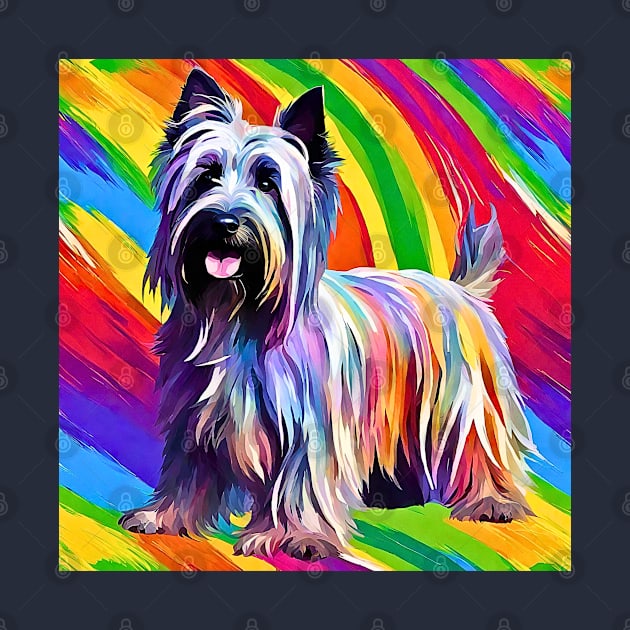 Rainbow Skye Terrier Impressionism by Doodle and Things